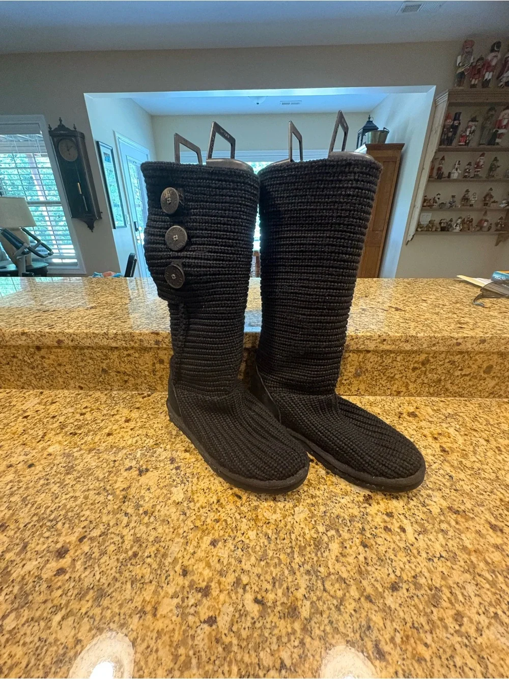 UGG black Classic Cardi sweater boots shearling footbed 7